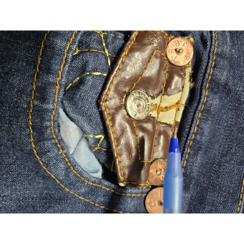 True Religion World‎ Tour Bootcut Jeans 34 Billy Supert Flap Pockets Denim READ!